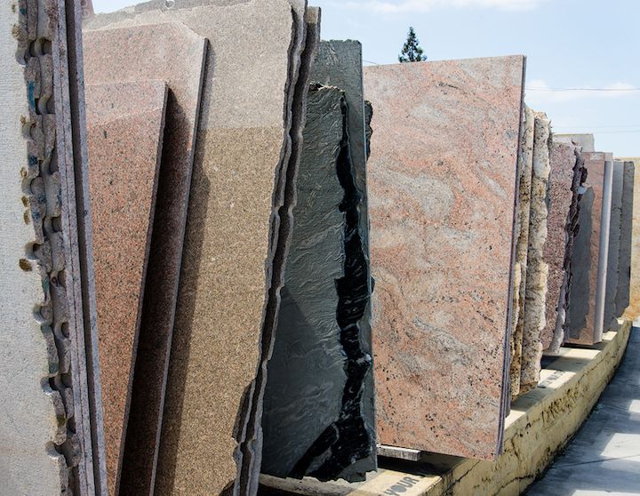 Colorful granite slabs for sale in Lake Worth store showroom